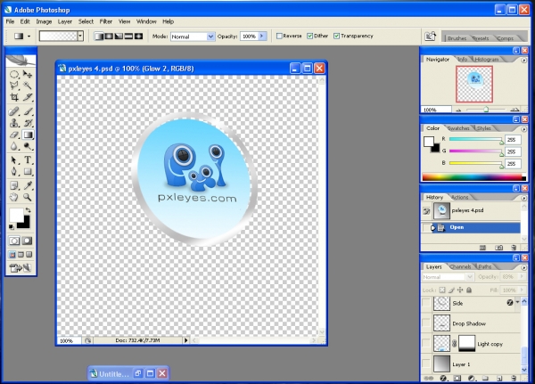 Creation of 3D pxleyes.com Icon: Step 4